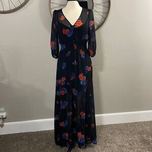 Minkpink black floral maxi dress